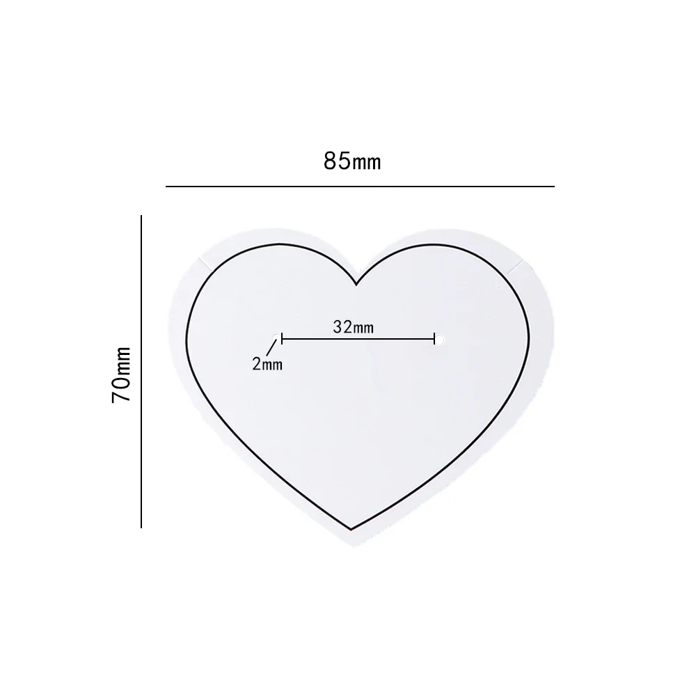 50pcs 8.5x7cm Heart Shape Necklace Earrings Display Card Transparent Plastic Bags DIY Packages For Small Business Wholesale