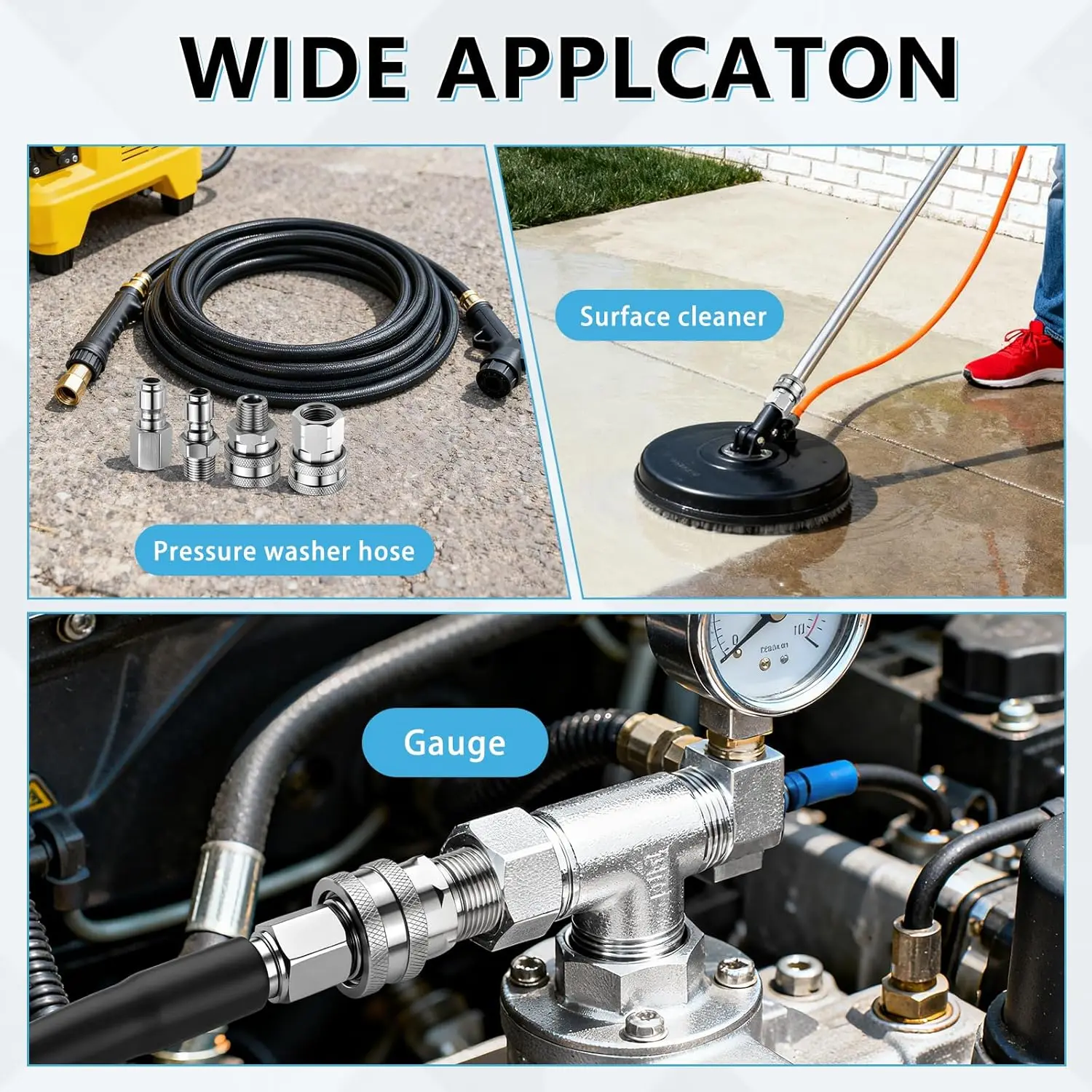 Various 3/8" Quick Connecter Plug Stainless Steel 4500 PSI Car Wash Gun Adaptors Car Wash Gun Adaptor image 5