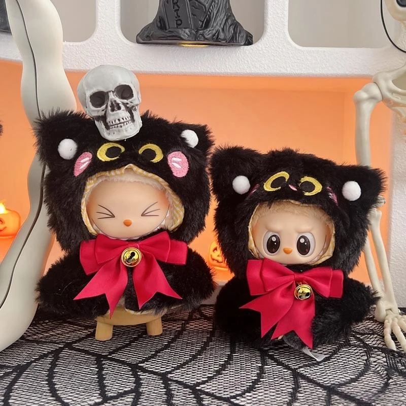 

Милый мультяшный кролик, аксессуары для куклы, Хэллоуин, тыква, одежда для куклы, Хэллоуин, черный кот, одежда для Labubu
