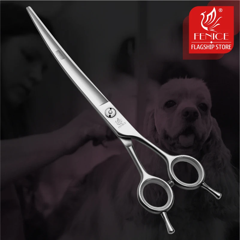 Imagem -02 - Fenice Profissional 7.5 Polegada Curvo Cão Tesoura Pet Aparar Tesoura para Cão Grooming Tesouras Makas Tijeras