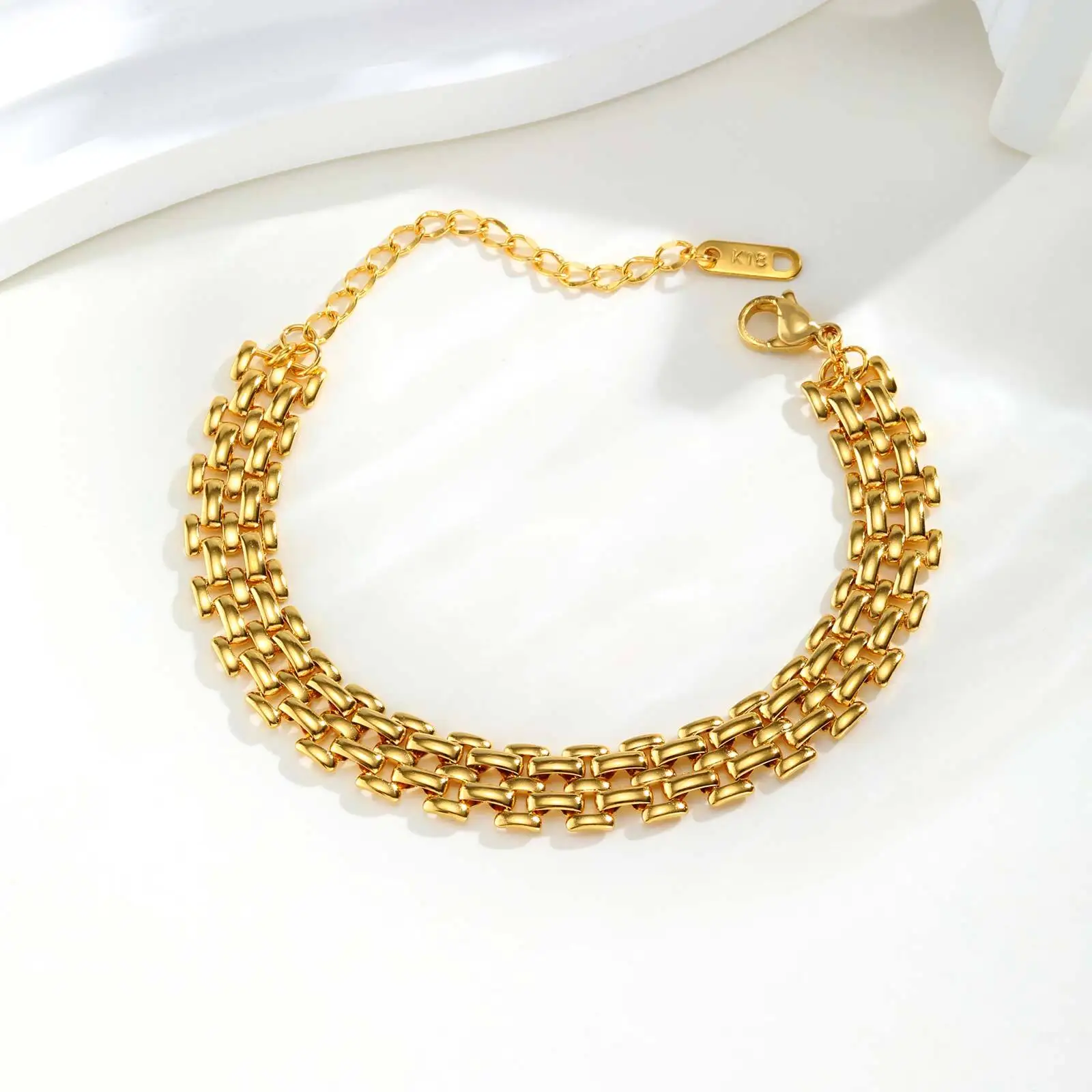 أساور سلسلة حزام نسائية ذهبية اللون من Vnox، سوار معصم بوهيمي متعدد الطبقات من الفولاذ المقاوم للصدأ، هدايا مجوهرات جذابة