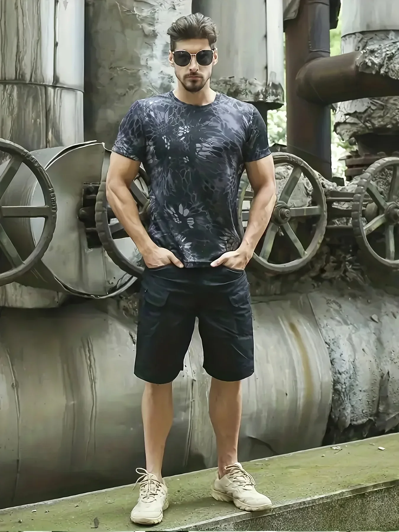 2026 Neue Herren Cargo-Shorts Taktische Freizeithose Sommer Dünn Schnelltrocknend Workout Multi-Taschen Outdoor Trekking Wanderhose – Detail 3
