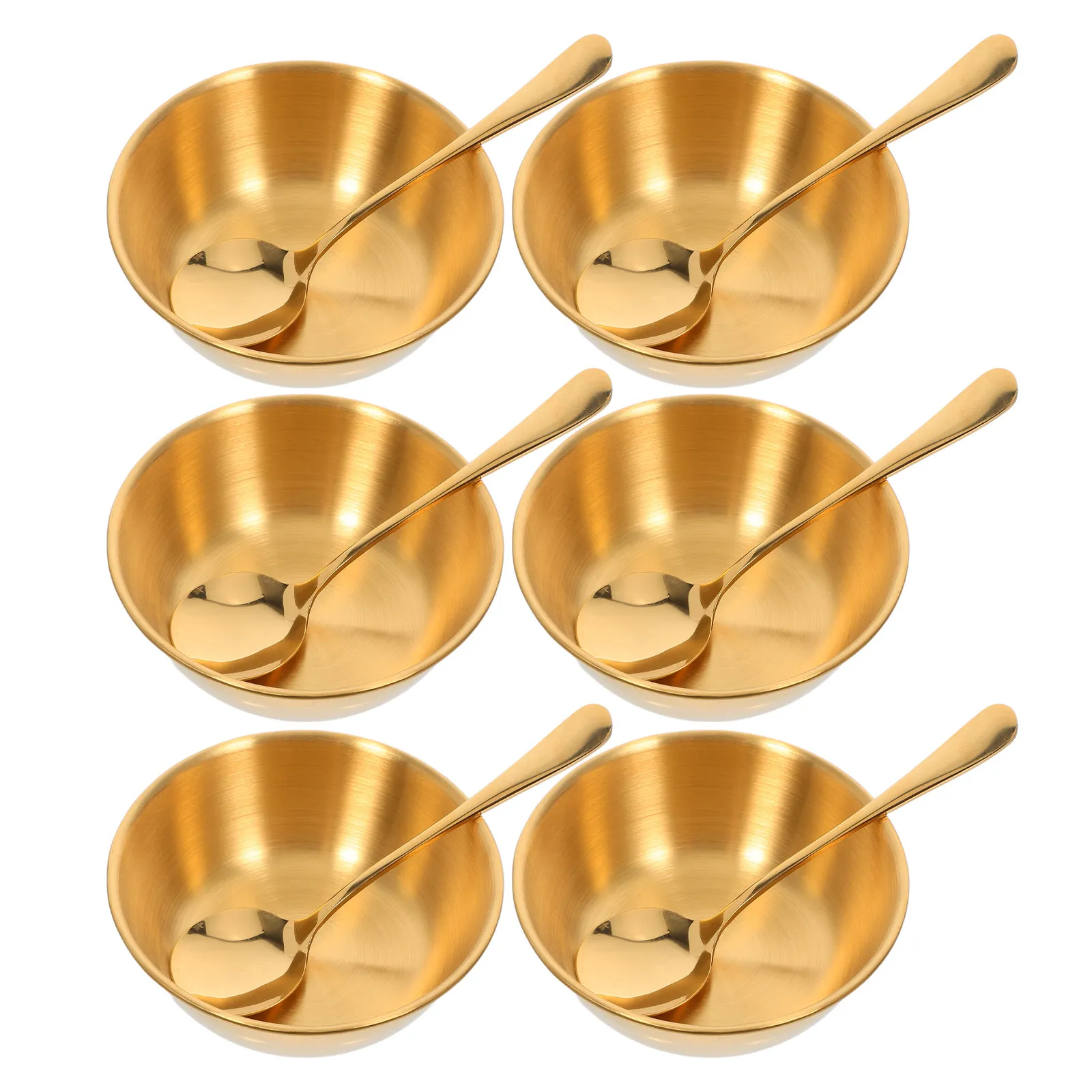 6Sets Stainless Steel Dipping Sauce Bowls Mirror Polished Small Metal Sauce Dishes for Kitchen Dining Condiment Cups