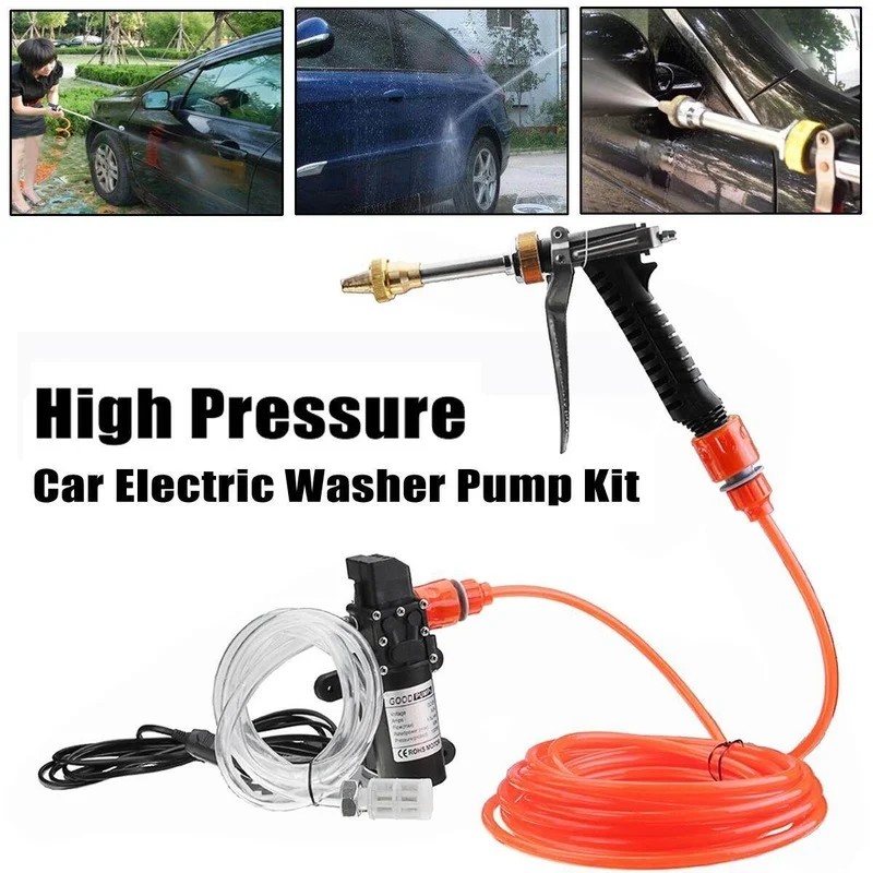 Portable 12V Car High Pressure Washer Gun with Water Pump Kit Car Cleaning Washing Machine Portable Washer Nozzle Gun