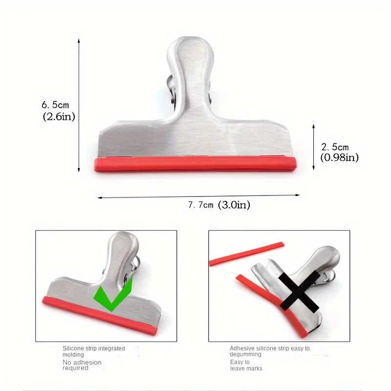 5pcs 식품 가방 씰링 클립, 실리콘 가장자리 칩 가방 클립, 플라스틱 및 스낵 가방 용 헤비 듀티 밀폐 클립, 주방 Organi