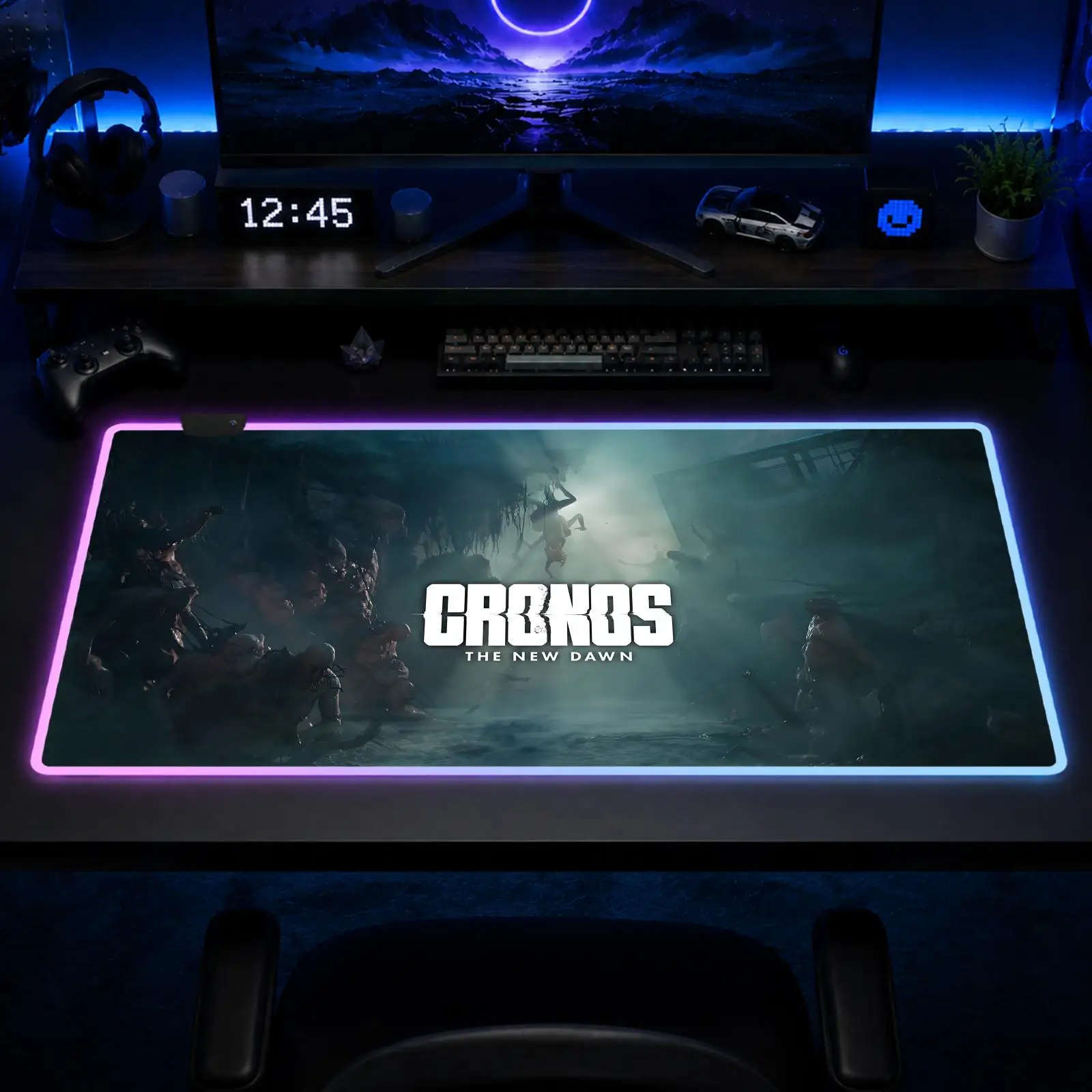 

Cronos New Dawn Mouse Pad Gaming Anime Mouse Pad XXL RGB Desk Mats LED Table Pads Backlit Rubber Desktop