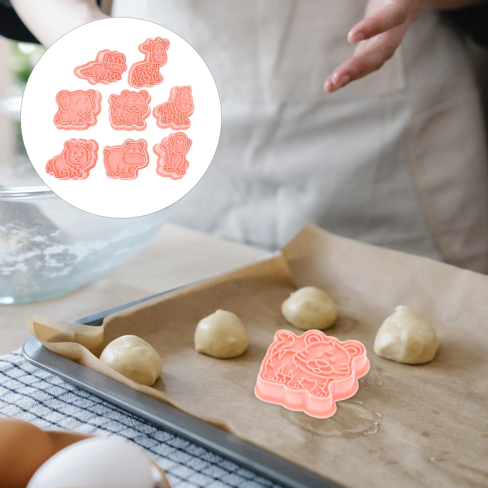 8pcs Animal Cookie Mold Reusable Baking Molds Plastic Cookie Cutters For Diy Cookies Dessert Making Tool Baking Supplies