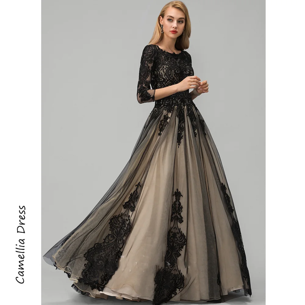 Princess Ball-Gown Evening Dresses Scoop Neck Party Dresses Tulle Formal Dresses Beading Vestidos De Fiesta فساتين السهرة