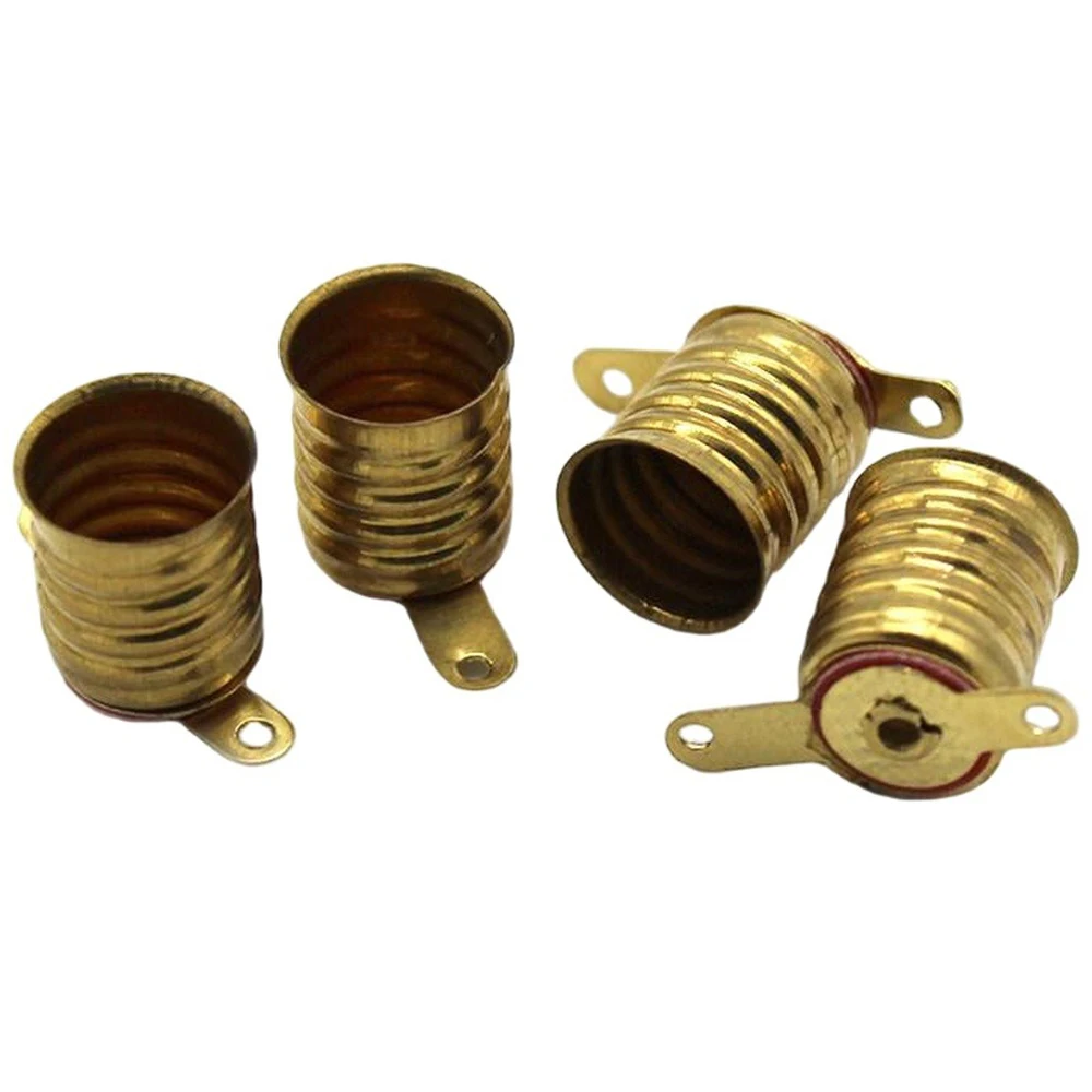10PCS Brass Lamp Holder Screw-in Bulb Socket With Two Bottom Copper Terminal Student Science Experiment DIY Making Accessories