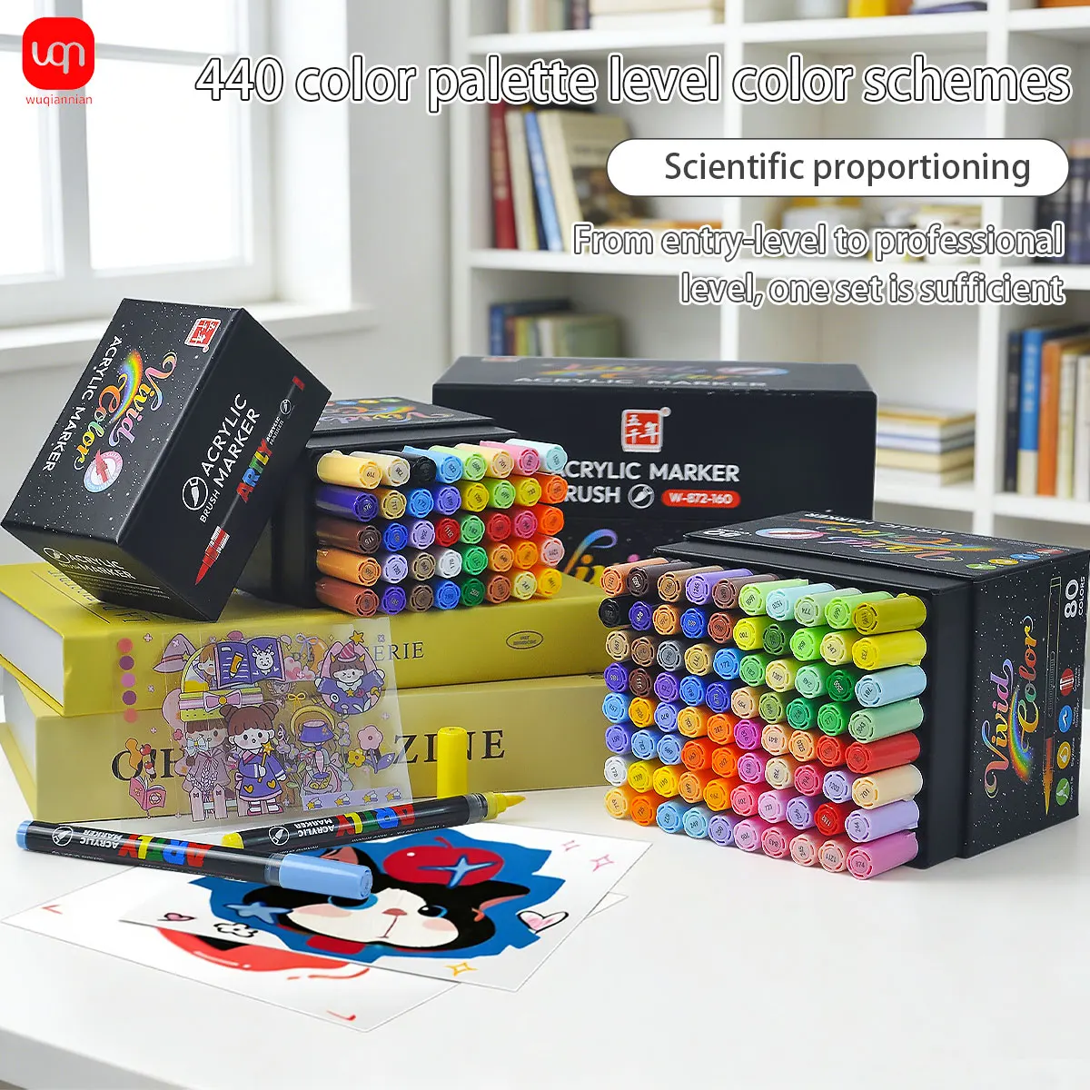 WQN-40/80/160a/160b Soft-Tip Acrylic Marker Set Waterproof, Non-Bleed Paper, Hand-Drawn Doodles DIY Ceramic & Stone Painting Art