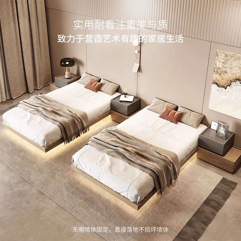 ins style Japanese minimalist tatami bed Modern minimalist  frame No bedside  Suspended low  Floor floating