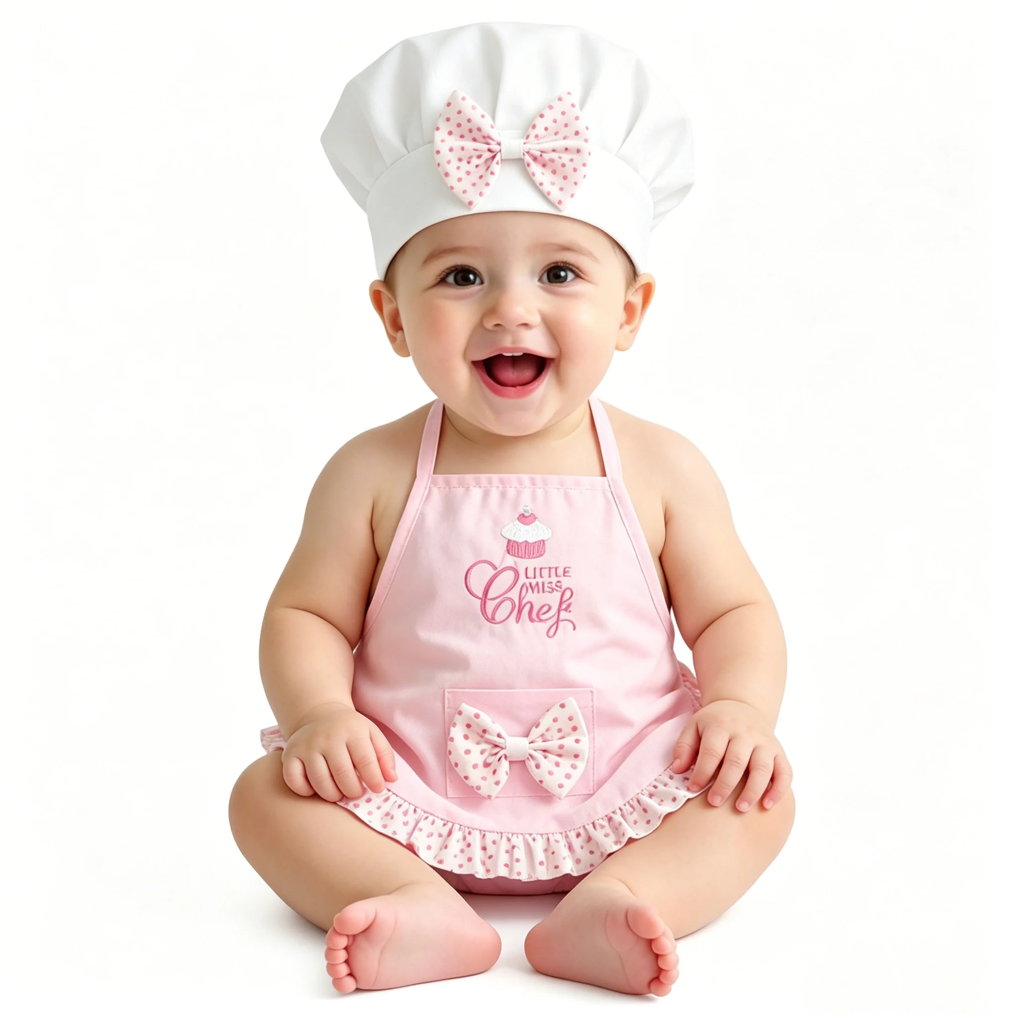 Ylsteed Newborn Chef Costume Photography Outfit Baby Boys Girls Cook Outfit with Chef Hats Infant Photo Shoot Prop Clothes-HD