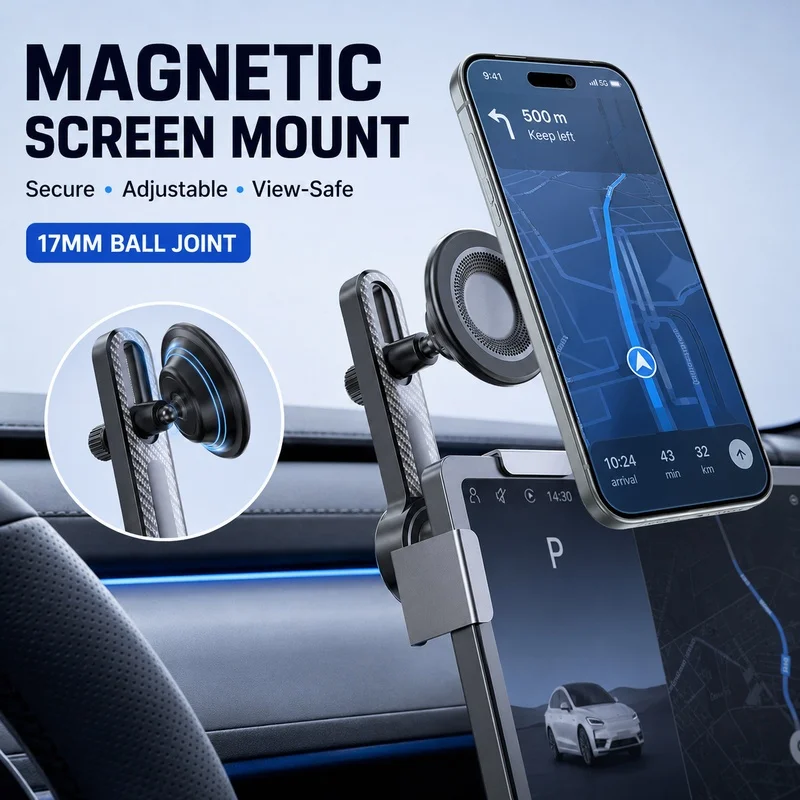 Multi-functional Alloy Car Phone Mount Universal Dashboard Navigation Holder for New Energy Vehicles Non-damaged Installation