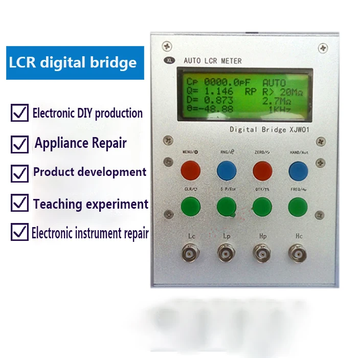 XJW01 Digital Bridge 0.3% L/CR Tester Resistance, Inductance, Capacitance, ESR Meter, Fnished Product, With Metal Case