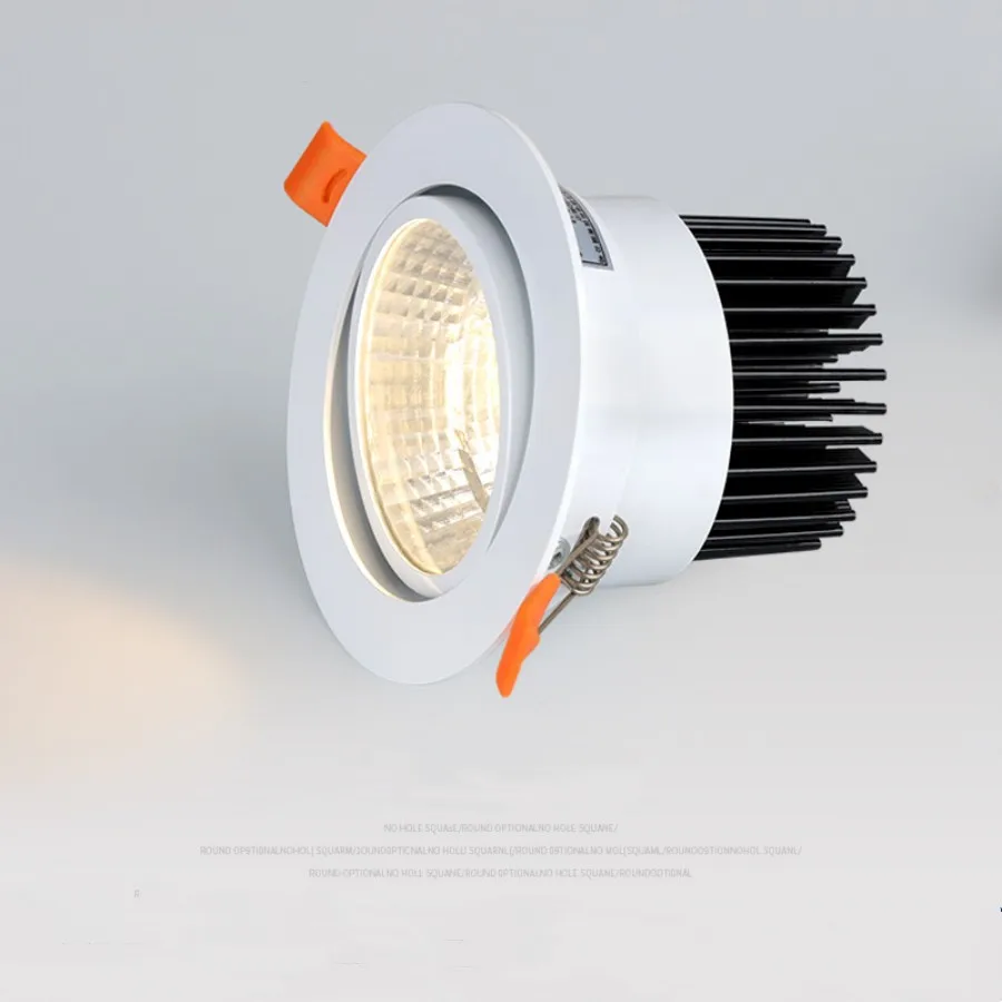 Downlight circular embutida LED, lâmpada de teto antirreflexo, busines domésticas, holofote COB, 5W, 7W, 12W, 15W, 18W, 24W, 30W, AC85V-265V