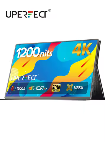 UPERFECT 16" 4K Portable Monitor 100%sRGB 1200Nits HDR FreeSync Travel Gaming Computer Display for Steam Deck Laptop Switch PS4