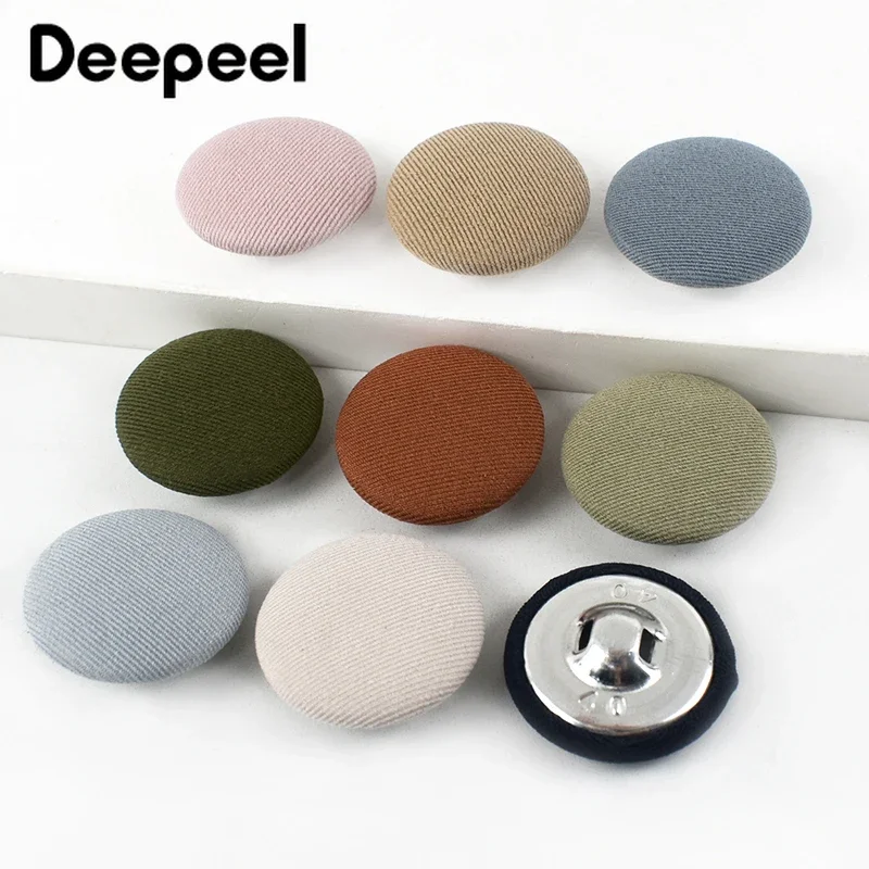 20Pcs Deepeel 11-30mm Alloy Cloth Covered Round Buttons for Clothing Coat Decorative Snap Button Shirt Buckle Sewing Accessories