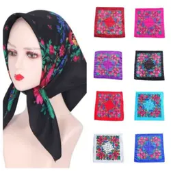 Sunscreen Rose Flower Print Head Scarf Ethnic Style Square Shawl Women Twill Printed Scarf Shawl