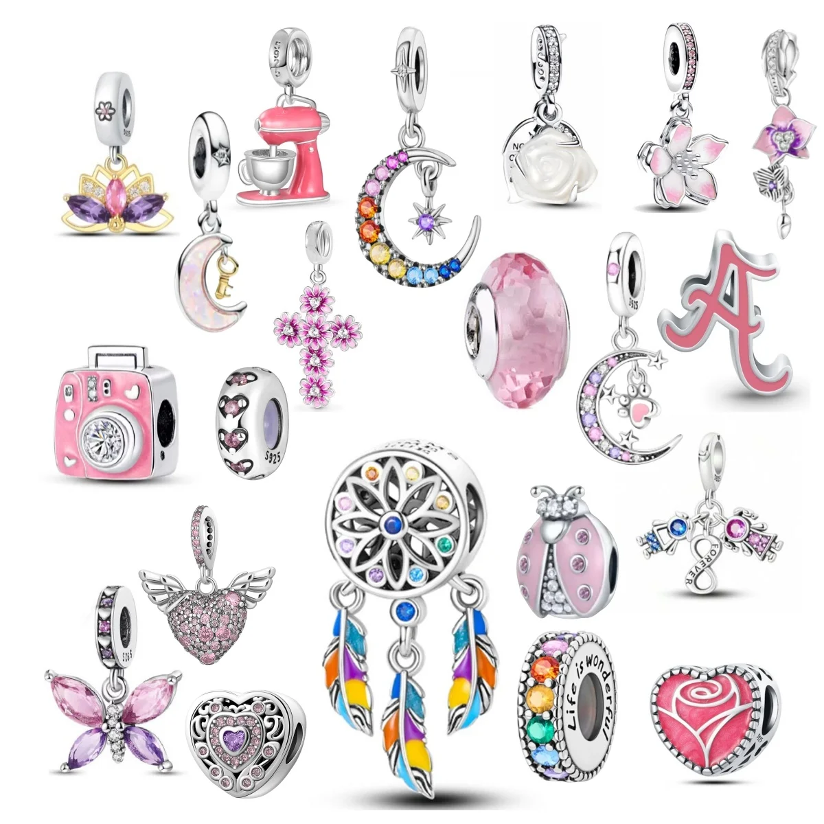 

Лидер продаж, розовый поднос для рисования, кофемашина, подвеска из бисера с вишневым цветком Fi t925, серебряные браслеты, ожерелья, ювелирные аксессуары