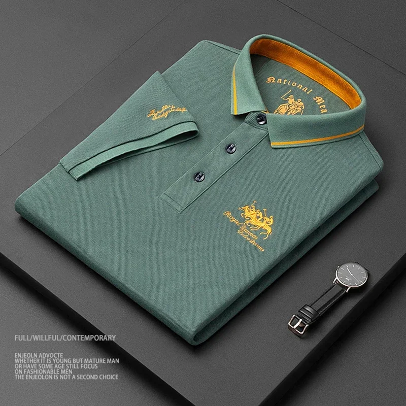 2024 hohe Qualität männer Baumwolle Bestickt Polo-Shirt Sommer Neue High-end-Business Casual Revers Kurzarm T-shirt