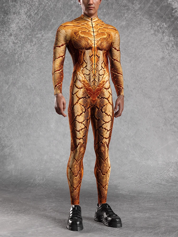 Halloween Goldener Cosplay-Paar-Jumpsuit, Tier-Schuppen-Bodysuit, Gothic-Morphsuits, Feiertags-Sexy-Party-Zentai-Anzug, Rave-Catsuits – Detail 7