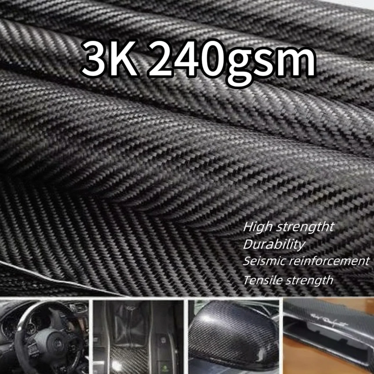 

Grade A+3K 240gsm 2x2 Twine Carbon Fiber Fabric Real Carbon Fabric 50/100/300cm Width 0.5m Length Rollable Packaging