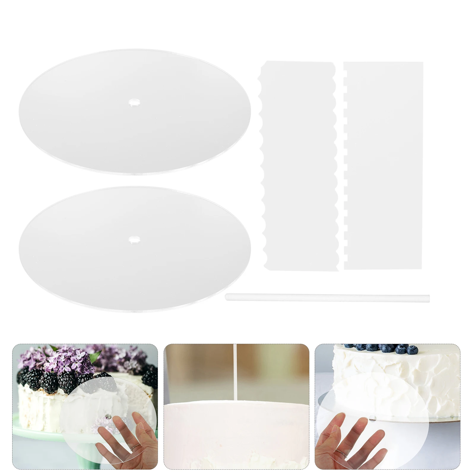 

Multi functional Cake Pan Set Acrylic Board Transparent Scraper Dowel Easy Clean Baking Tools Shaping Disc