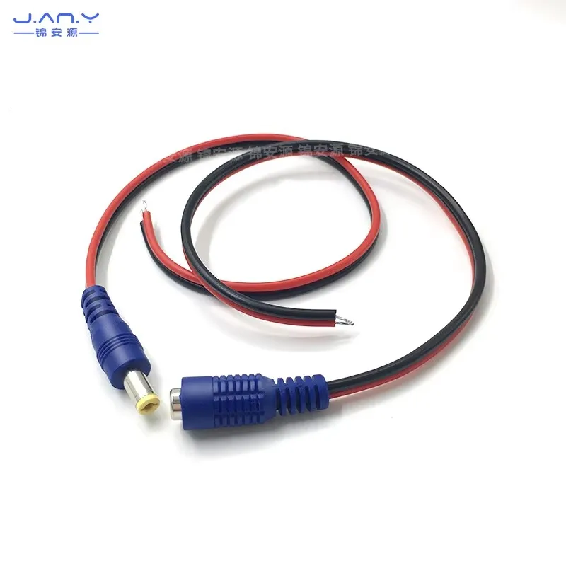 صديقة للبيئة الأزرق تيار مستمر الأحمر والأسود ذكر/أنثى كابل توصيل مراقبة 12 فولت تيار مستمر النحاس النقي رئيس واحد 5.5*2.1 كابل الطاقة