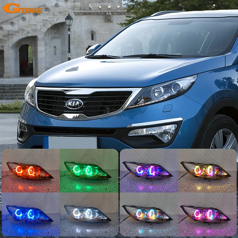 

For Kia Sportage 3 SL 2010 2011 2012 2013 2014 2015 Bluetooth APP Dynamic Multi Color RGB LED Angel Eyes Hexagon Hex Halo Rings