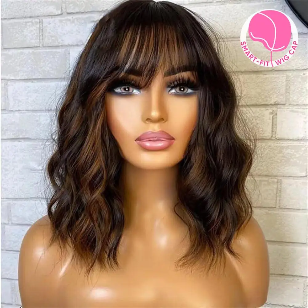 

jessies wig Smart-Fit Pull Go Glueless Wig 6x5 Brown Highlight Wigs With Bangs Loose Wavy Pre Everything Wigs