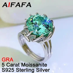 3/5 Carat Real Green Moissanite Women Rings Top Quality 925 Silver Sparking Moissanita Lab Diamond Plate Pt950 Fine Jewelry GRA