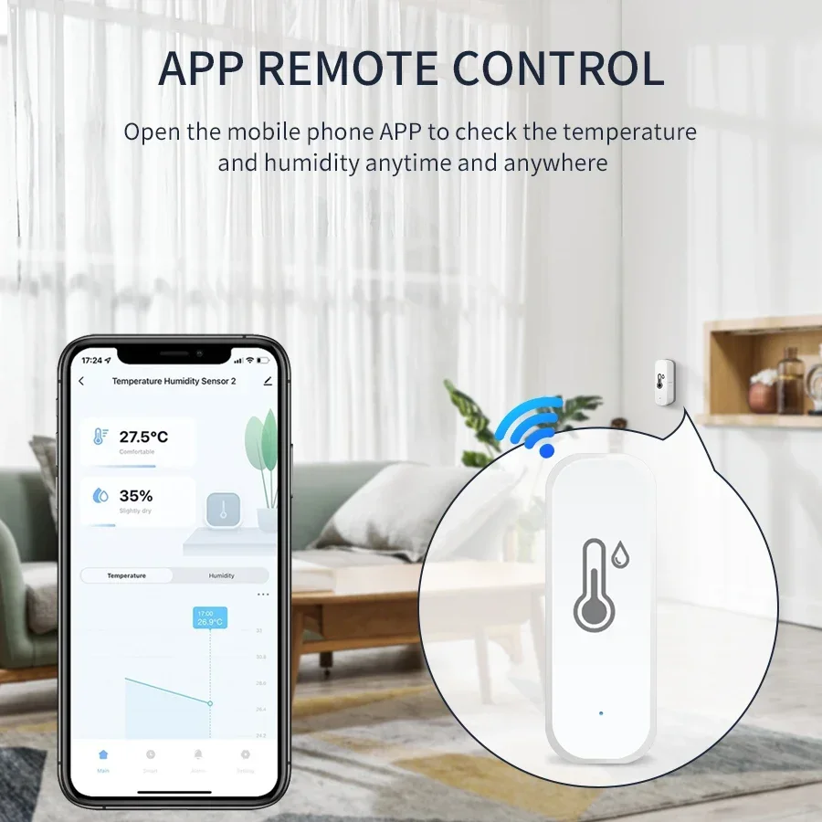 Capteur intelligent de température et d\'humidité, Tuya WiFi, Smart Life Andrea Monitoring, commande vocale nous-mêmes avec Alexa, Google Assistant