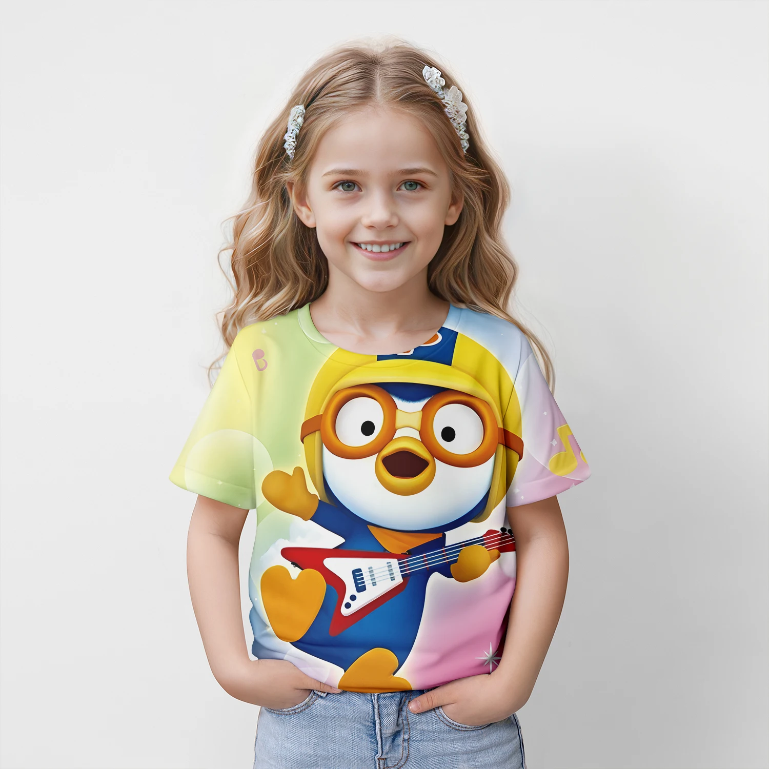 Korea New Summer Pororo Loopy Cartoon Men's/women's Fashion T-shirt 3D Print T-shirt Casual Kids Top Casual 2024 New Clothes