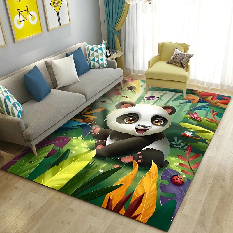 3D Cartoon Cute Panda Area Rug,Carpet Rug for Living Room Bedroom Sofa Doormat Kitchen Decoration,Kids Play Non-slip Floor Mat