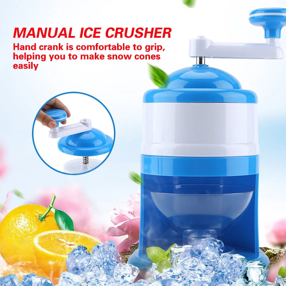 Portable Hand Crank Manual Ice Crusher Shaver Snow Cone Maker Machine Household Kitchen Tool