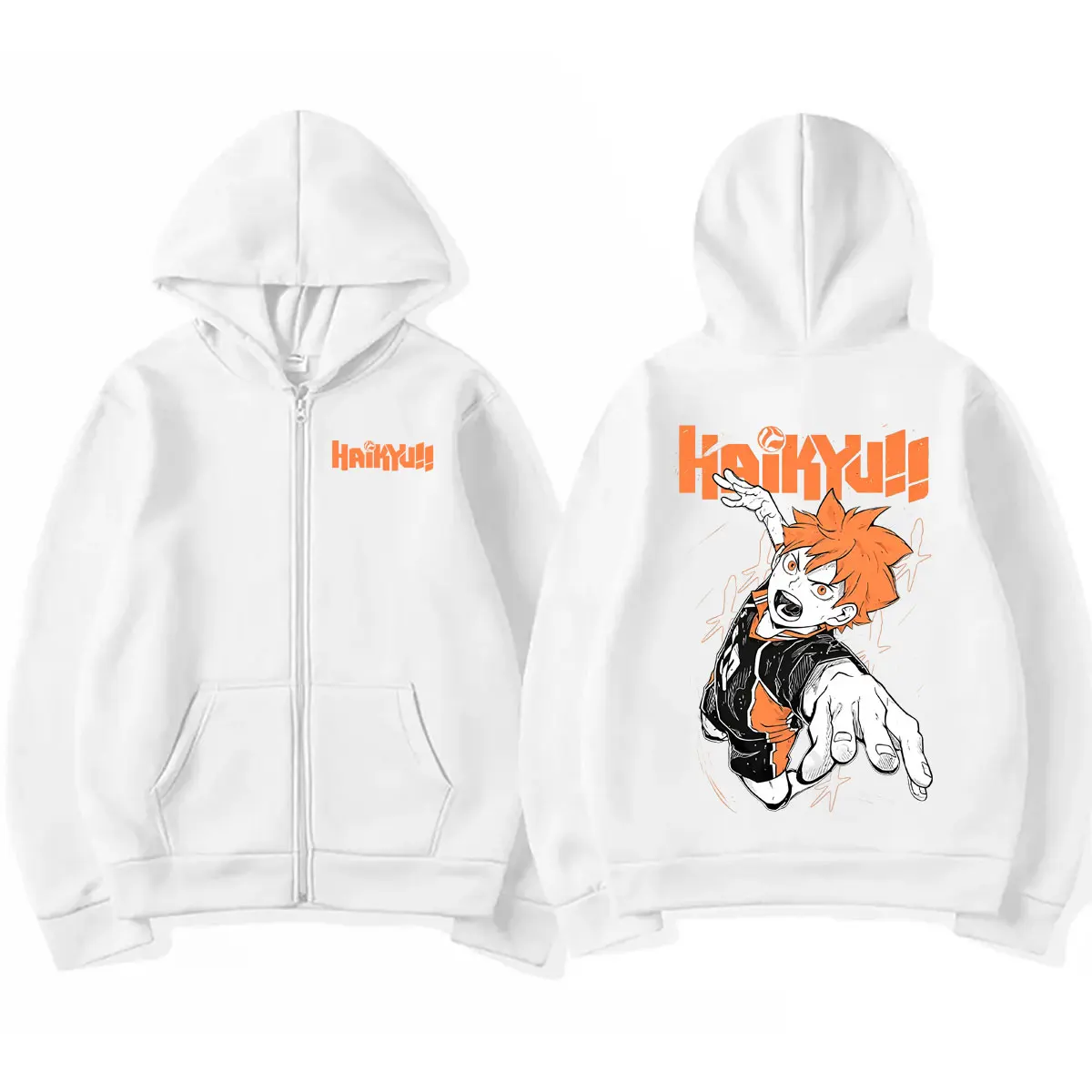 Anime Haikyuu Hinata Shoyo Grafik-Reißverschluss-Hoodie für Männer und Frauen, Manga Oversized Zip-Up-Jacke, Unisex Mode Vintage Casual Hoodies – Detail 7