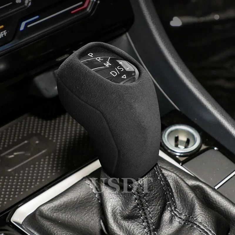 

For Volkswagen VW Passat B7 B8 CC VK-BORA 2019 2020 2021 2022 2023 2024 Leather Car Gear Shift Knob Cover Suede Cap Mat