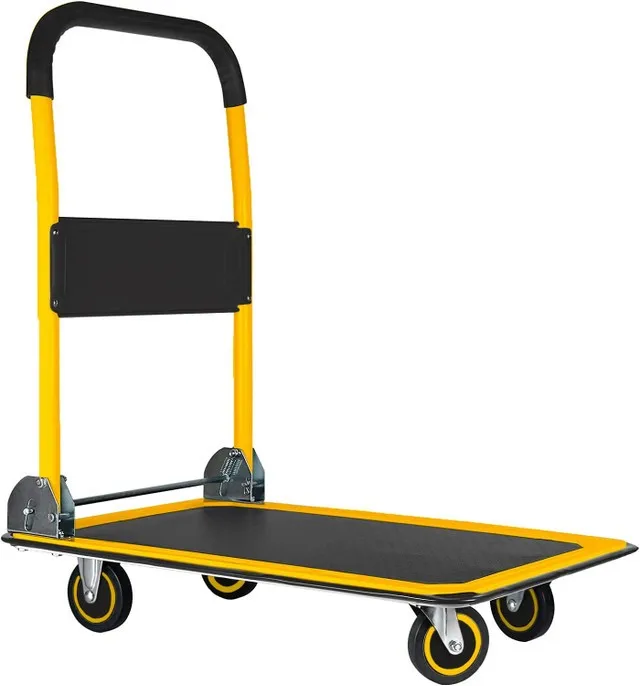 Heavy-Duty Foldable Push Cart Dolly 660 lbs Capacity Flatbed Hand Truck Yellow