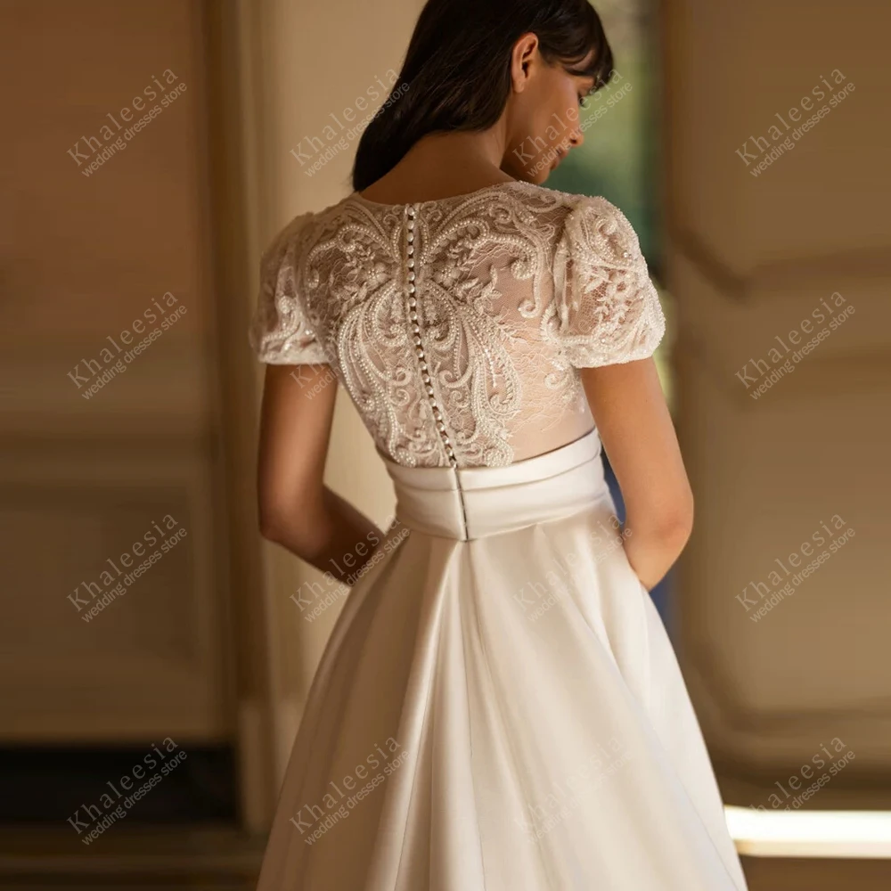 Gorgeous Wedding Dresses A Line Satin Bridal Gowns Lace Tiered Robes For Formal Party Elegant Vestidos De Novia Customized 2026
