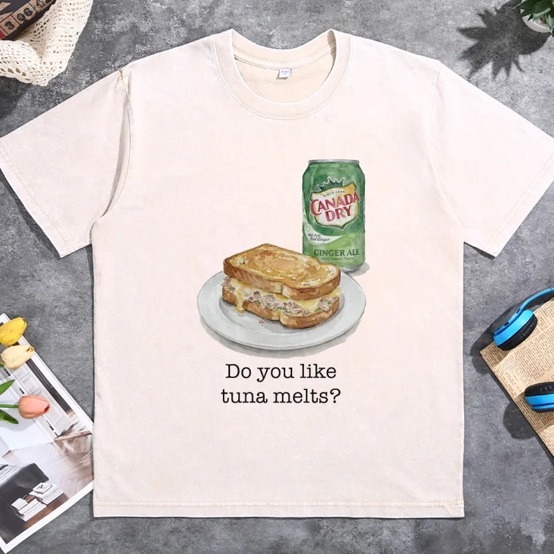 Do You Like Tuna Melts Printed Tshirts Heated Rivalry T-shirts Hockey Romance Vintage Washed Round Neck Printed Tshirts Clothes