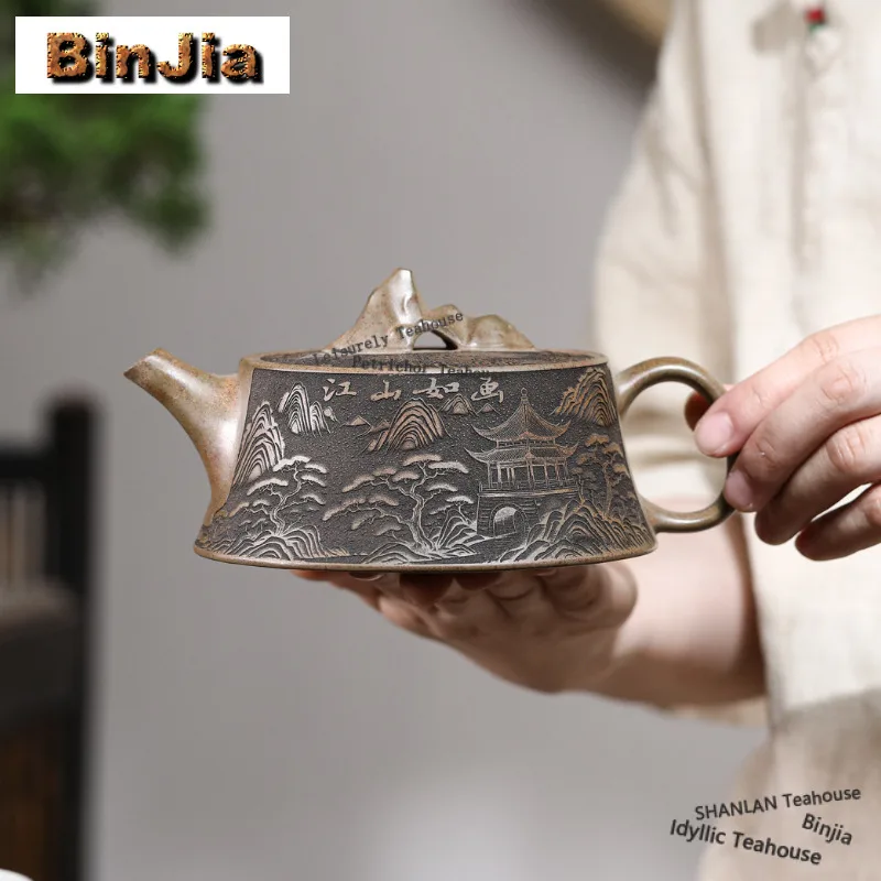 

400ml Luxury Yixing Purple Clay Teapots Master Handmade Pot Raw Ore Agilawood Mud Kettle Chinese Zisha Tea Set Collection Craft