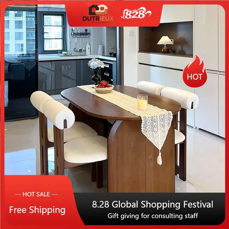 Wooden Design Dining Table Minimalist Unique Modern Luxury Dining Table Kitchen Oval Nordic Tavolo Da Pranzo Home Furniture