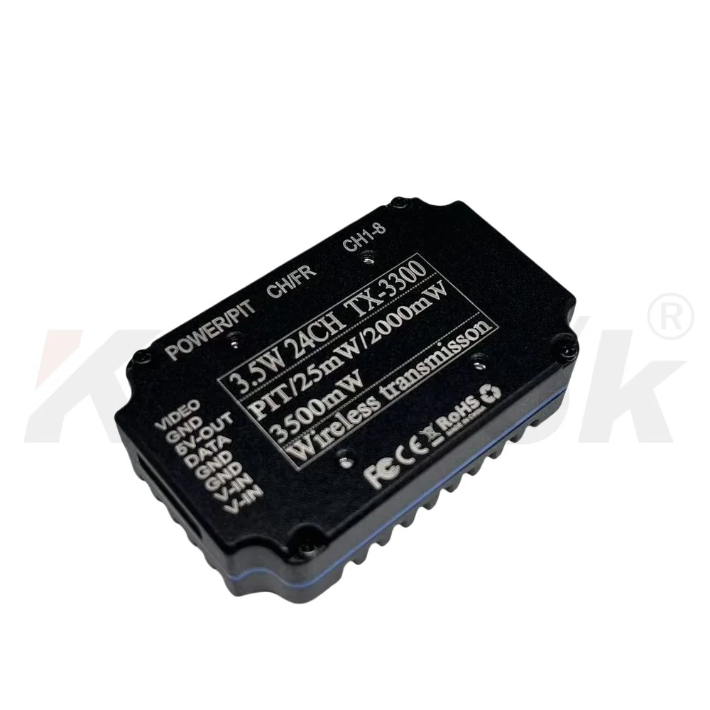 3.3GHz 3.5W น้ําหนักเบาพิเศษ 24 ช่อง FPV Analog Video Transmission เครื่องส่งสัญญาณ 24.5g เฉพาะสําหรับ Drone Racing