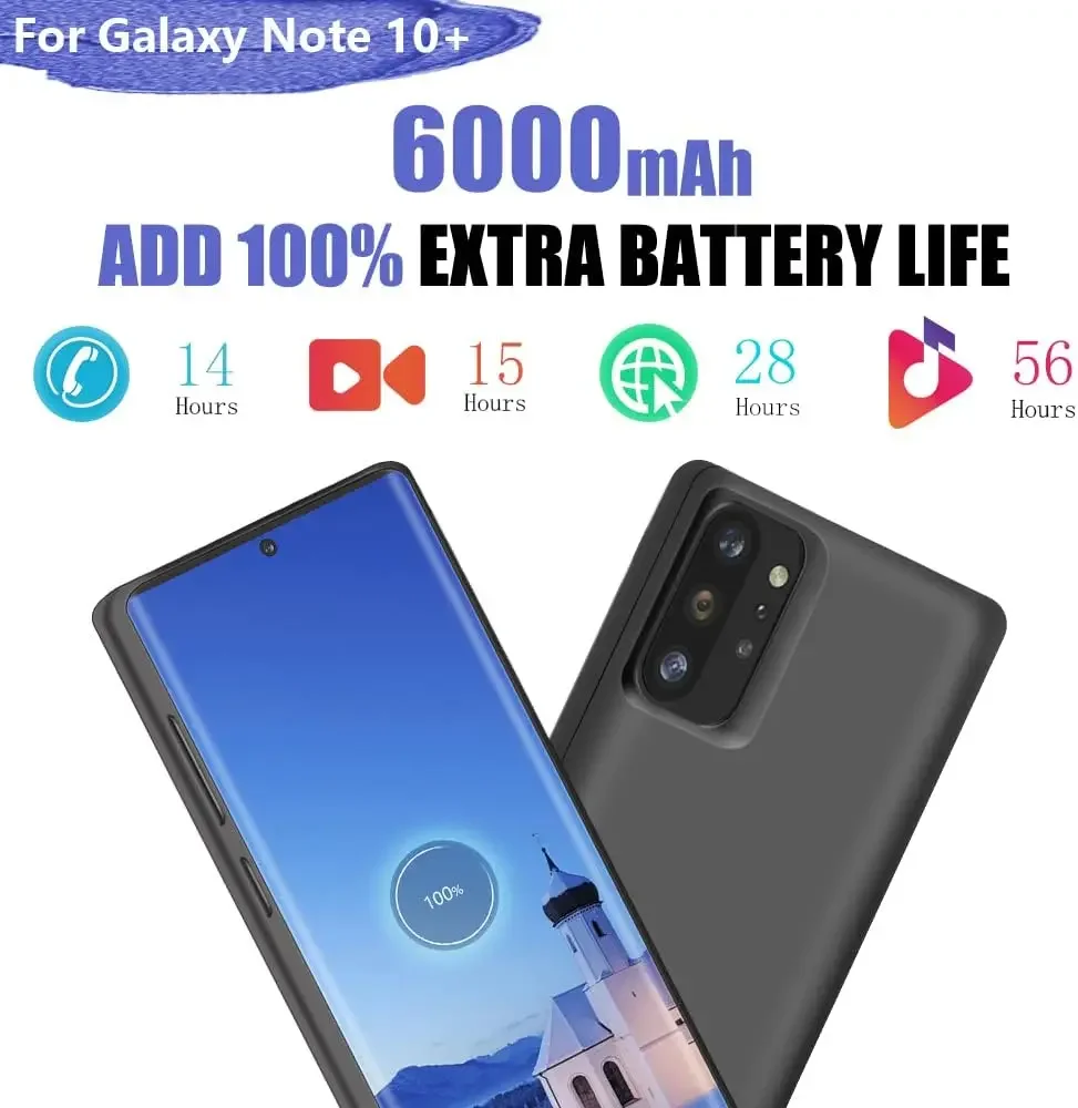 حافظة شاحن بطارية ذكية لهاتف سامسونج جالاكسي نوت 10 بلس 5G، غطاء شحن واقٍ، بطاريات باور بانك محمولة كابا فوندا