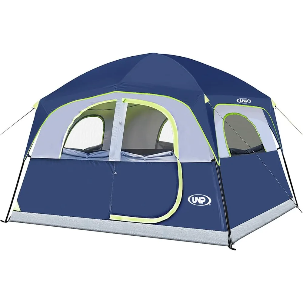 

UNP Tents 6 Person Waterproof Windproof Easy Setup,Double Layer Family Camping Tent with 1 Mesh Door & 5 Large Mesh Windows -10'