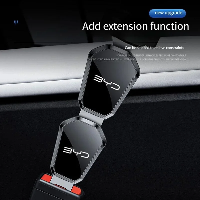 Vehicle Alloy Safety Belt Extender Connector For BYD Atto3 Seal Han Tang Dolphin Song Yuan BYD Logo Seat Belt Fixing Buckle Plug