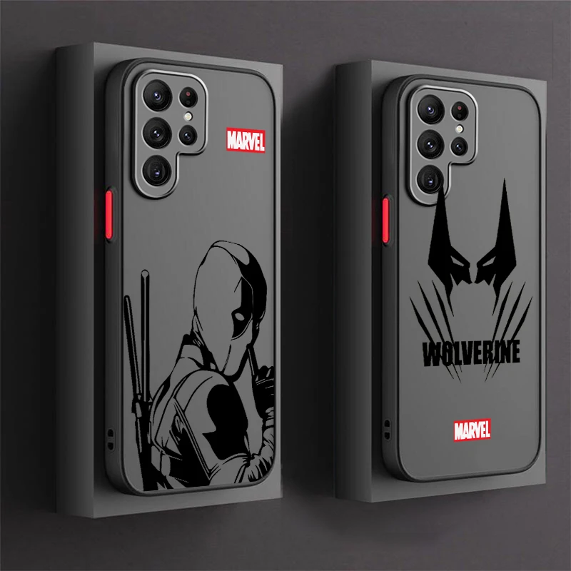 Marvel Wolverine Deadpool Cool Frosted Translucent For Samsung Galaxy S24 S23 S22 S21 S20 FE S10 S9 S8 Plus Ultra Pro 5G Back