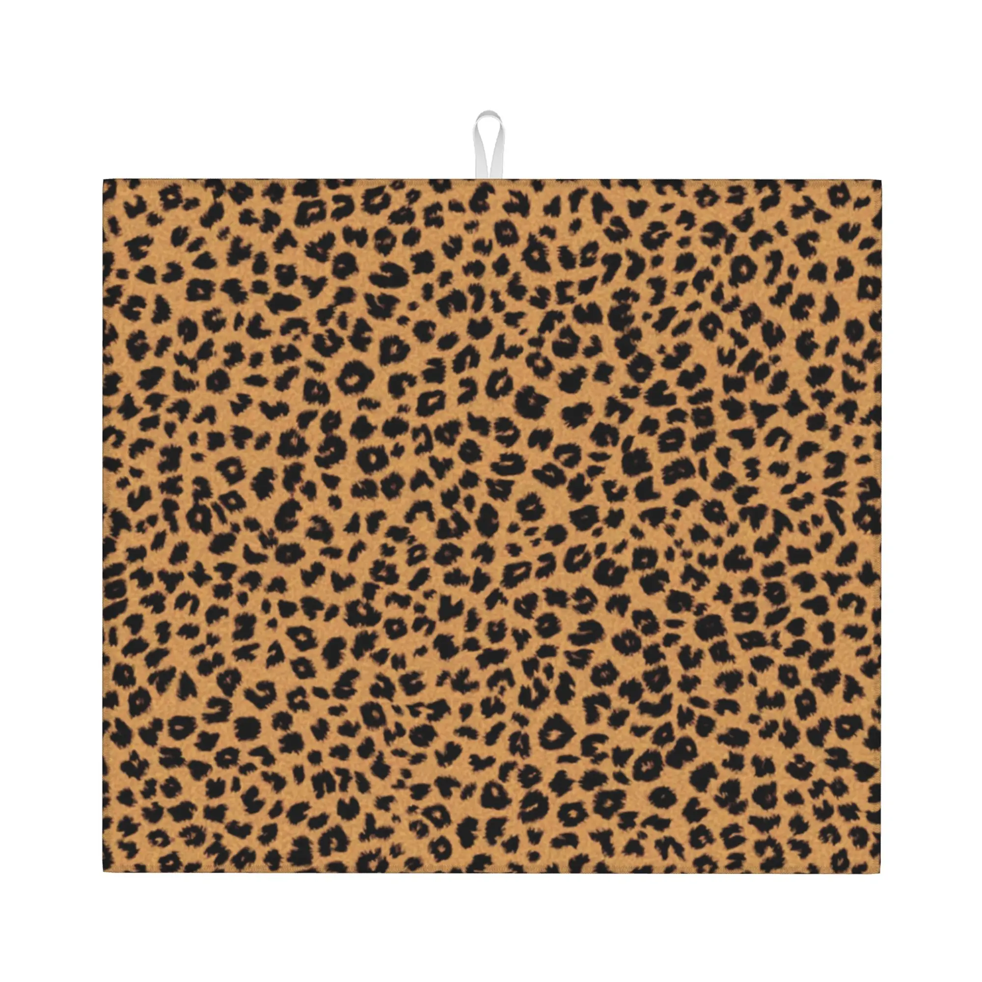 Drying Mat For Kitchen Leopard Print Pattern Barware Tableware Oil Proof Reusable  Washable Kitchen Sink Drying Pad