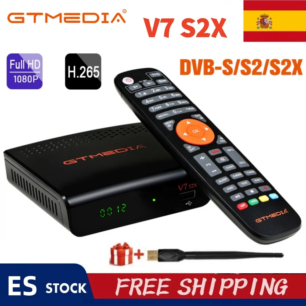 Receptor de TV GTMEDIA V7 S2X DVB-S/S2/S2X, Decodificador de TV Digital HD 1080P con Soporte USB WIFI, ECAM/CCAM/Newcam, YouTube, Decodificador Satelital