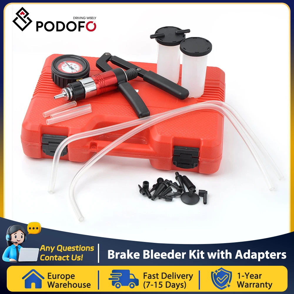 Podofo Kit de purge de frein, pompe à vide testeur automobile extracteur de liquide d'embrayage de frein Kit de purge de maître-cylindre avec adaptateurs